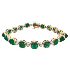Bracelet en or blanc et jaune de 15,18 carats de diamants blancs d'émeraude