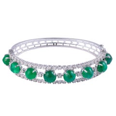 Bracciale con smeraldo naturale dello Zambia da 15,18 carati e diamante da 1,59 carati in oro 14k