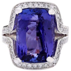 Natural Tanzanite Diamond Ring In 14 Karat Solid White Gold 