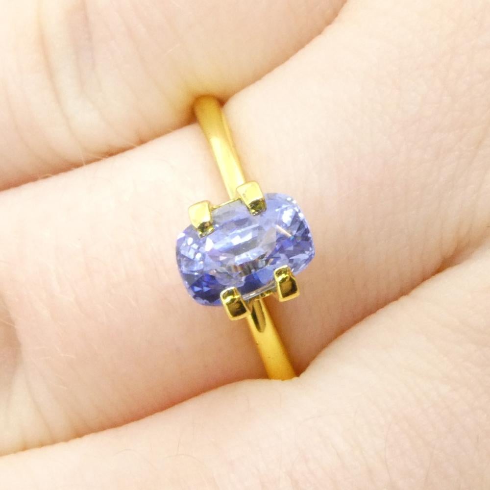 Description:

Gem Type: Sapphire 
Number of Stones: 1
Weight: 1.51 cts
Measurements: 7.39 x 5.24 x 4.36 mm
Shape: Cushion
Cutting Style Crown: Brilliant Cut
Cutting Style Pavilion: Step Cut 
Transparency: Transparent
Clarity: Very Slightly