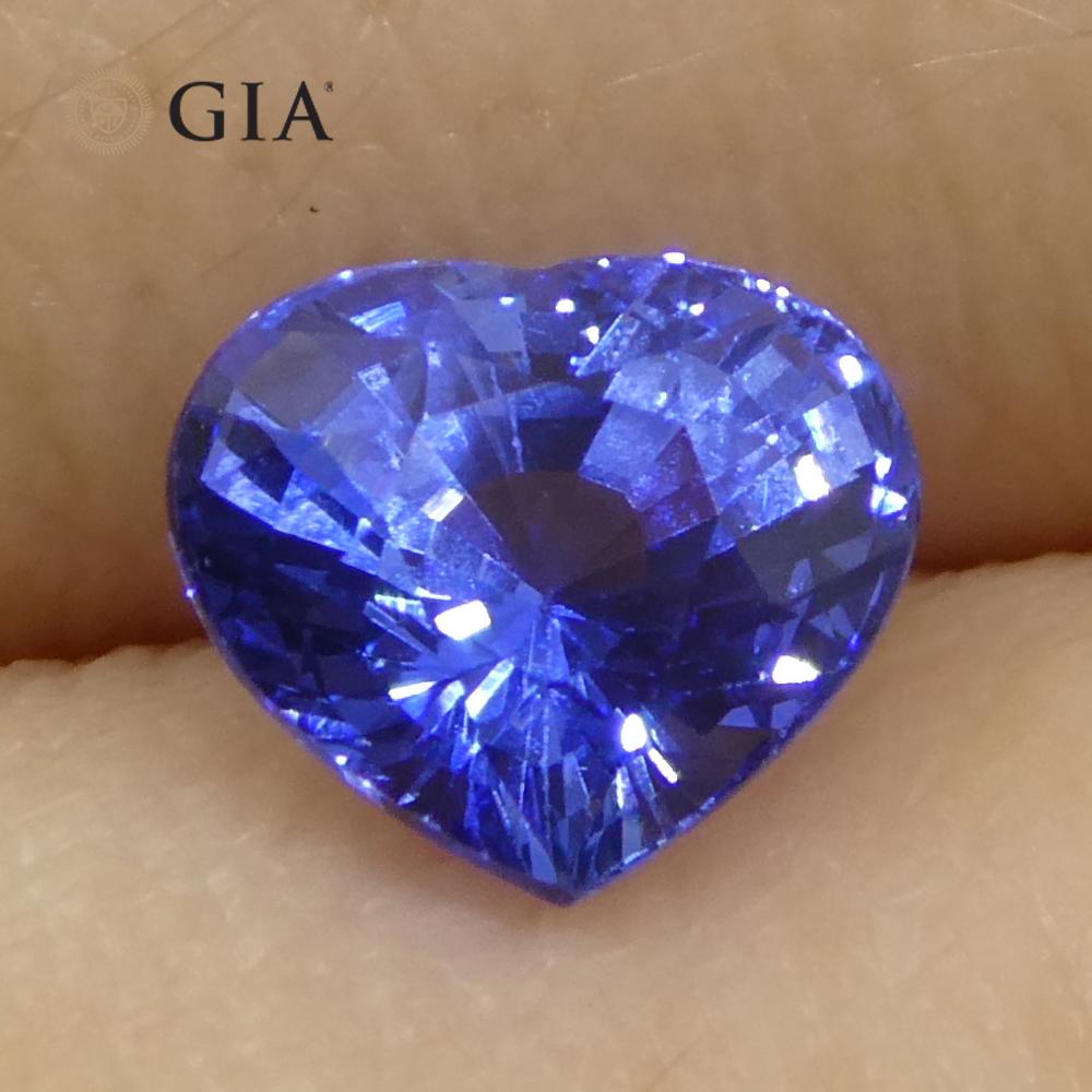 Saphir bleu en forme de cœur de 1.51 carats certifié GIA, Sri Lanka   en vente 7