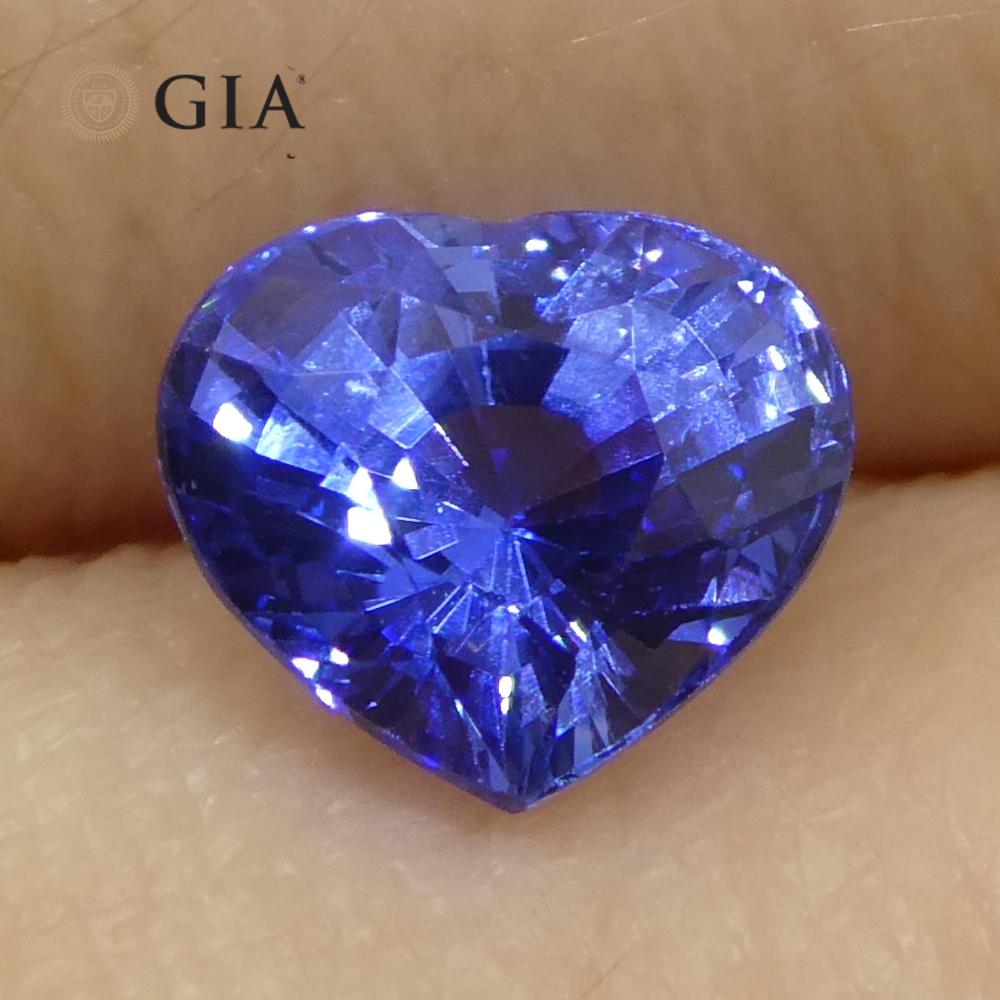 Saphir bleu en forme de cœur de 1.51 carats certifié GIA, Sri Lanka   en vente 8