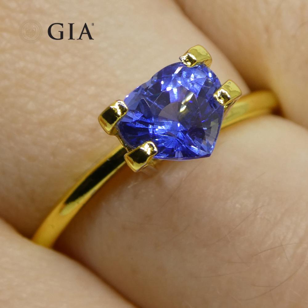 Taille brillant Saphir bleu en forme de cœur de 1.51 carats certifié GIA, Sri Lanka   en vente