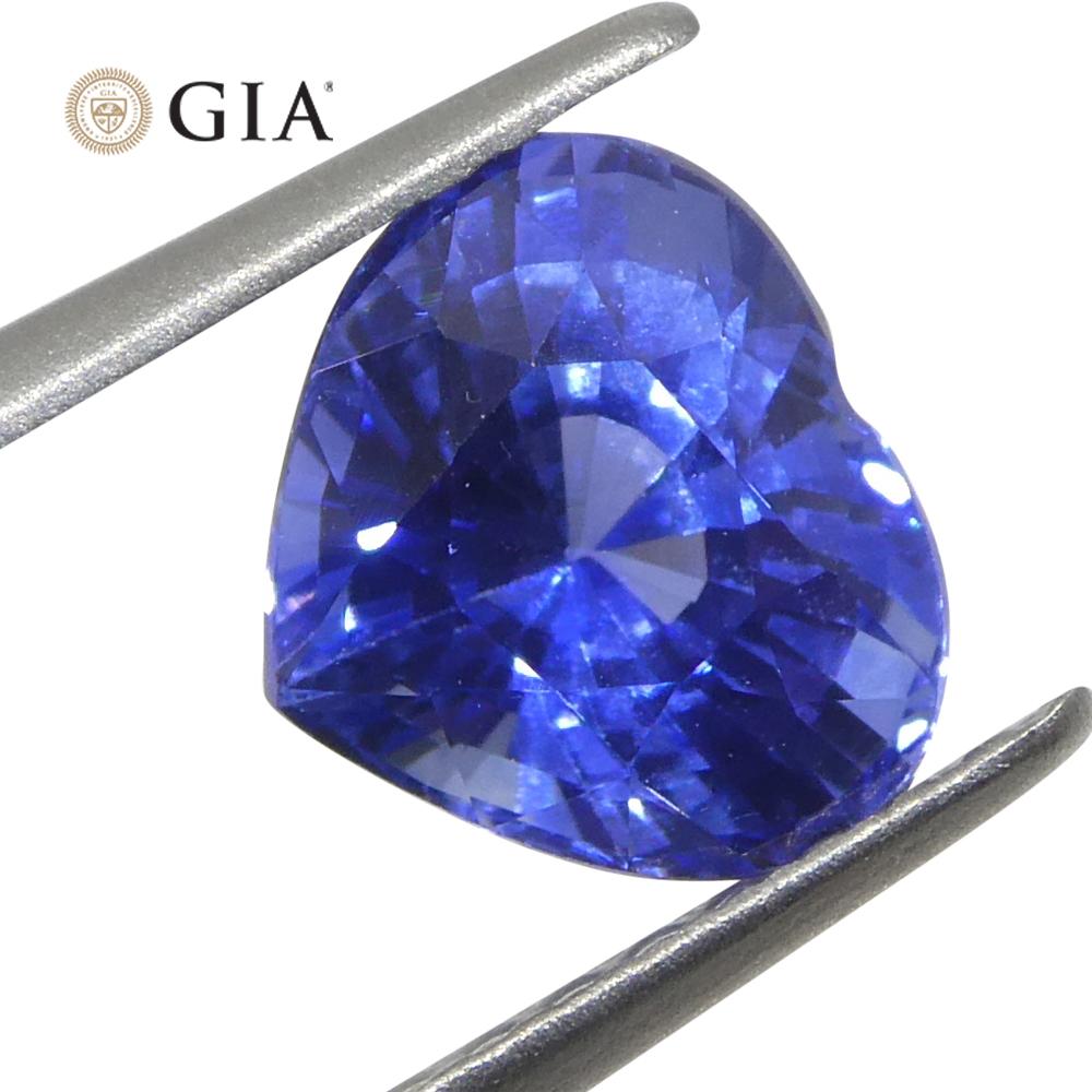 Women's or Men's 1.51ct Heart Blue Sapphire GIA Certified Sri Lanka For Sale