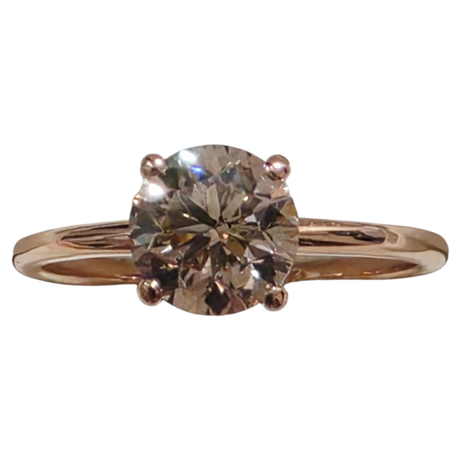 1.51ct. Natural Champagne Diamond Set In 14k. Rose Gold For Sale