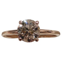 1.51ct. Natural Champagne Diamond Set In 14k. Rose Gold