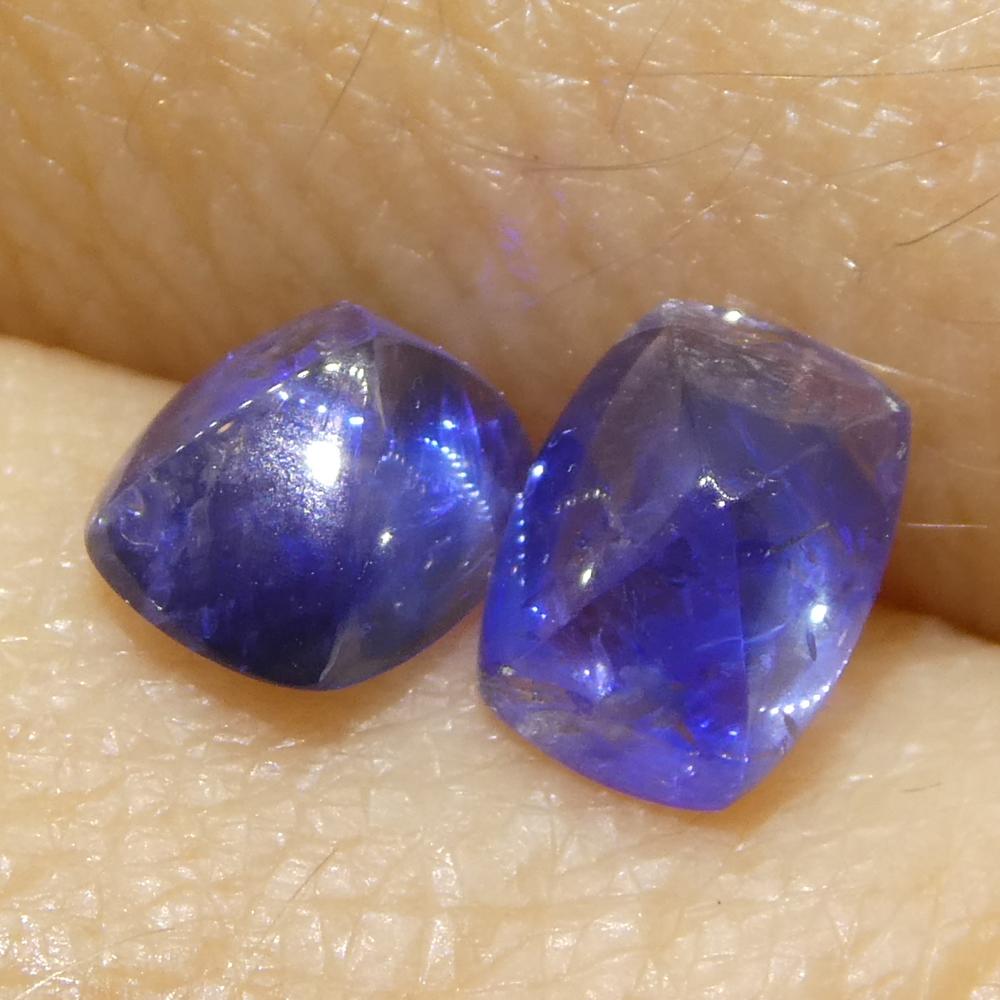 1,51ct Coppia (2) Zaffiri Blu Cabochon Sugarloaf a cuscino dalla Birmania in vendita 6