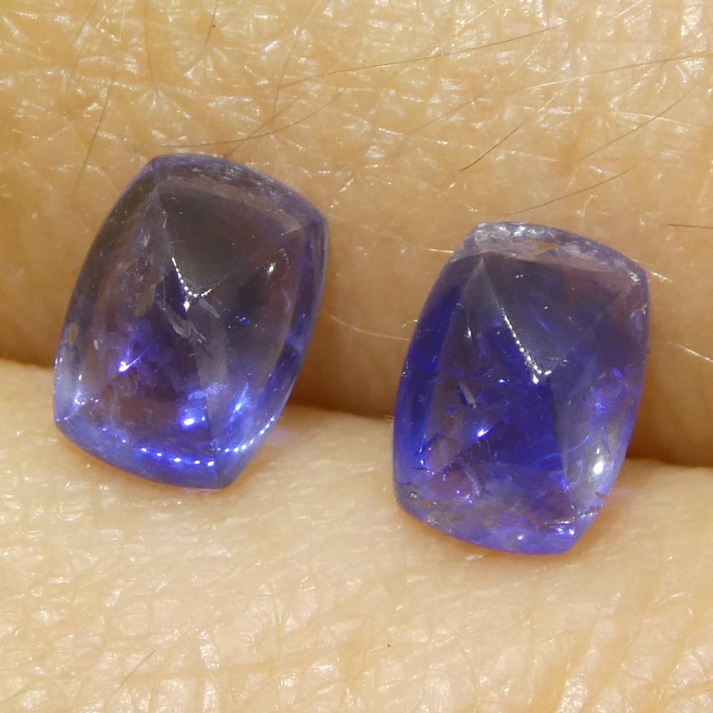 1,51ct Coppia (2) Zaffiri Blu Cabochon Sugarloaf a cuscino dalla Birmania in vendita 7