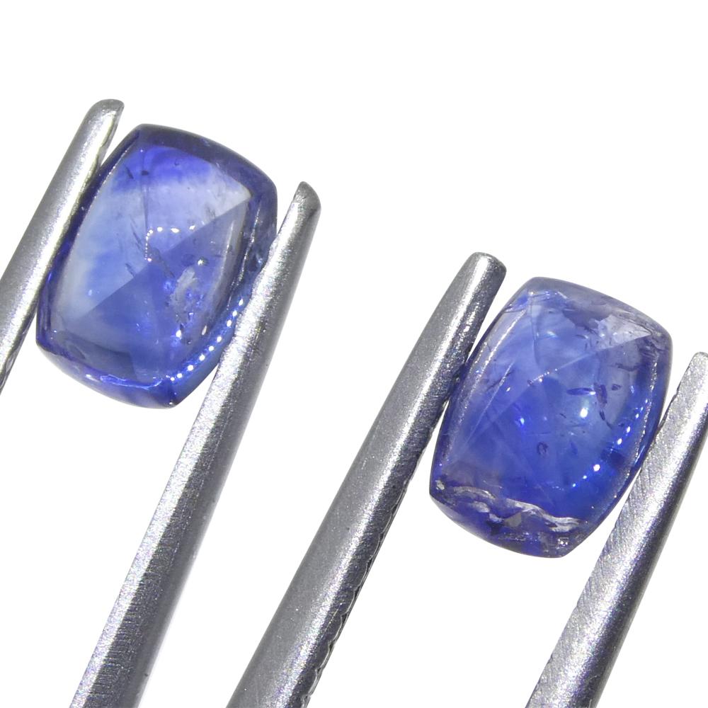da uomo o donna 1,51ct Coppia (2) Zaffiri Blu Cabochon Sugarloaf a cuscino dalla Birmania in vendita