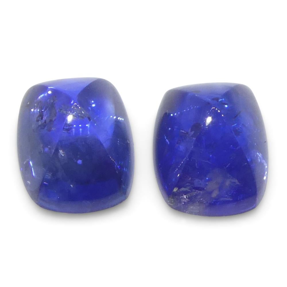 1,51ct Coppia (2) Zaffiri Blu Cabochon Sugarloaf a cuscino dalla Birmania in vendita 1