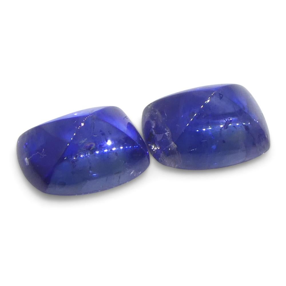 1,51ct Coppia (2) Zaffiri Blu Cabochon Sugarloaf a cuscino dalla Birmania in vendita 2