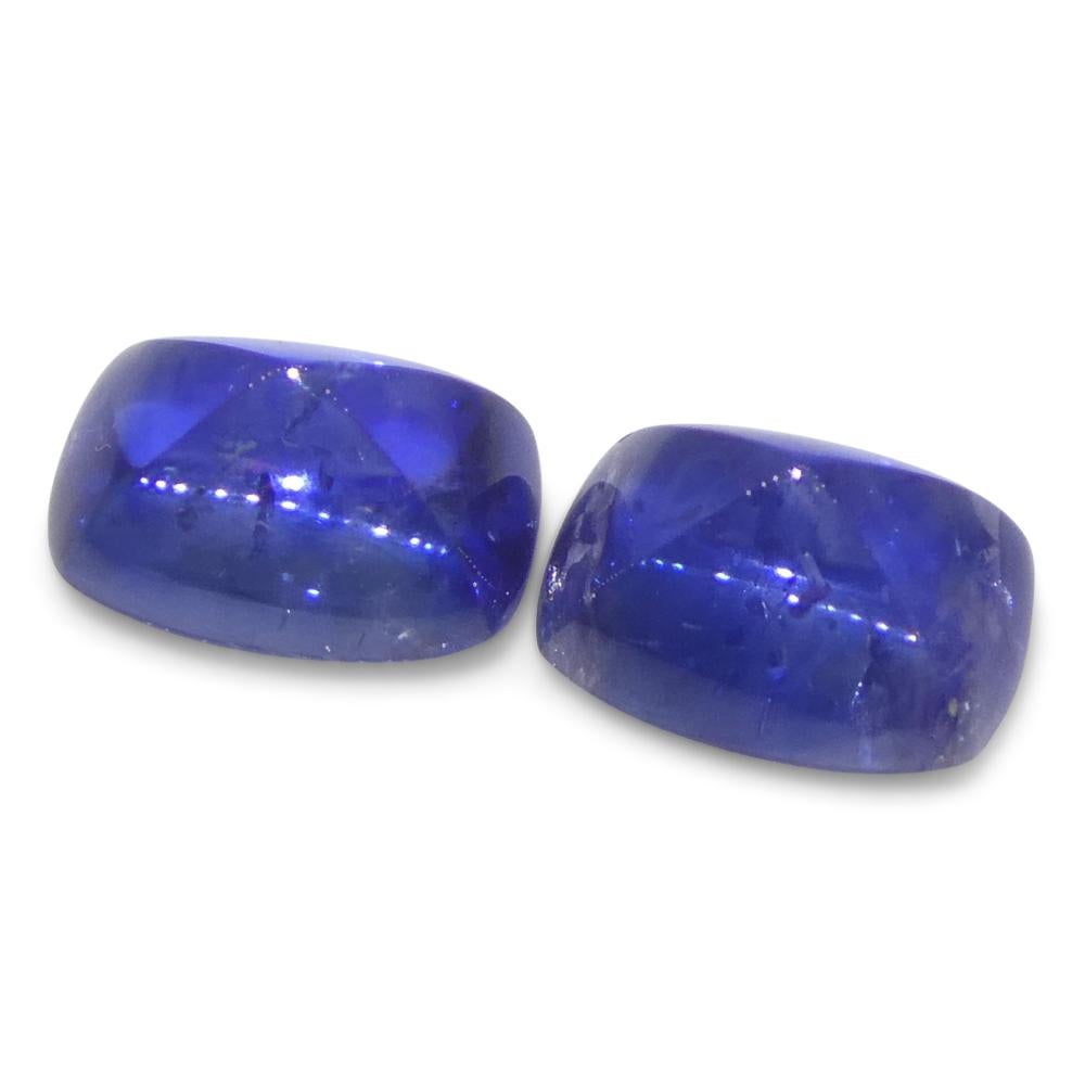 1,51ct Coppia (2) Zaffiri Blu Cabochon Sugarloaf a cuscino dalla Birmania in vendita 3