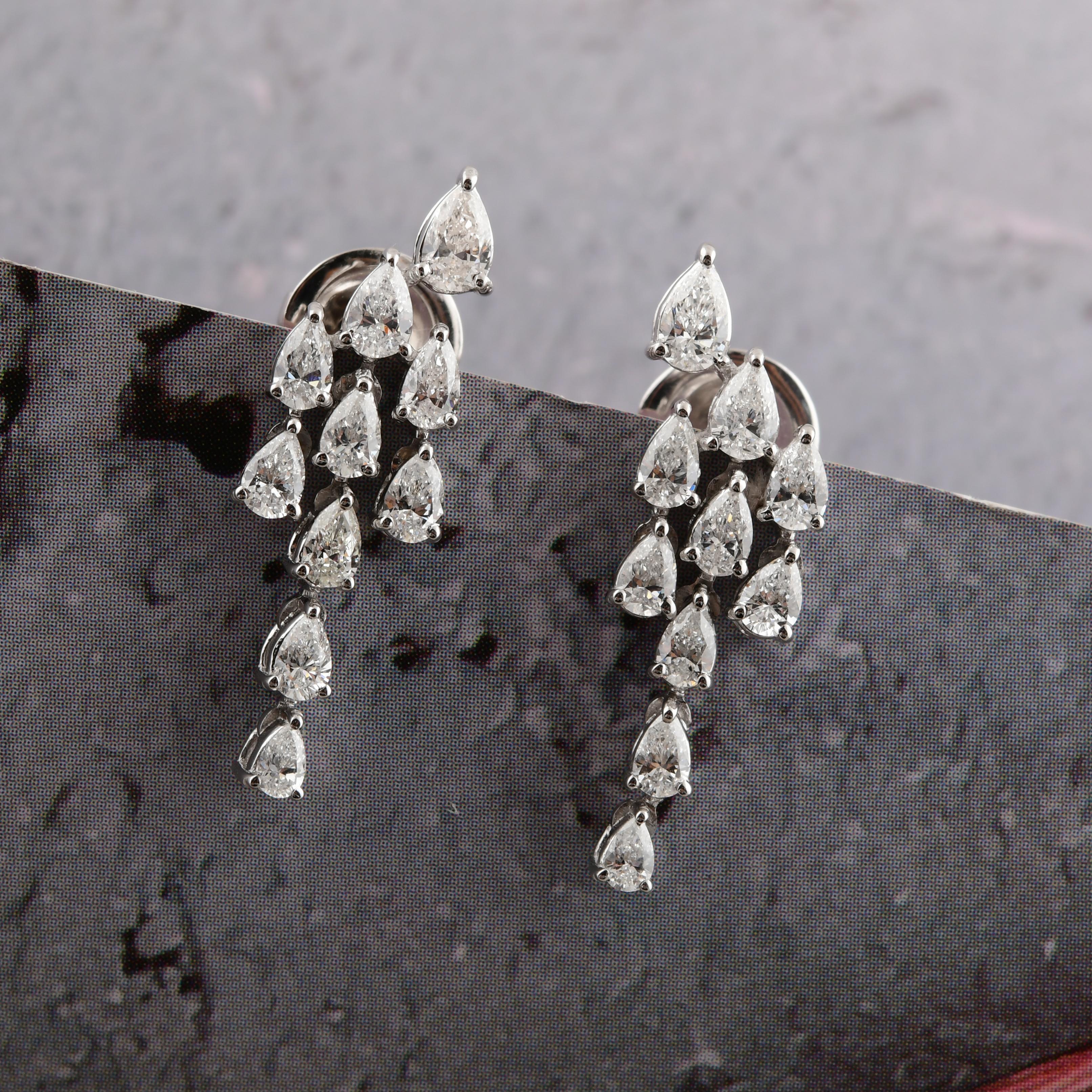 1,51cts Echte Diamant-Tropfen-Ohrringe Geschenk für Sie 18 Karat Weißgold (Tropfenschliff) im Angebot