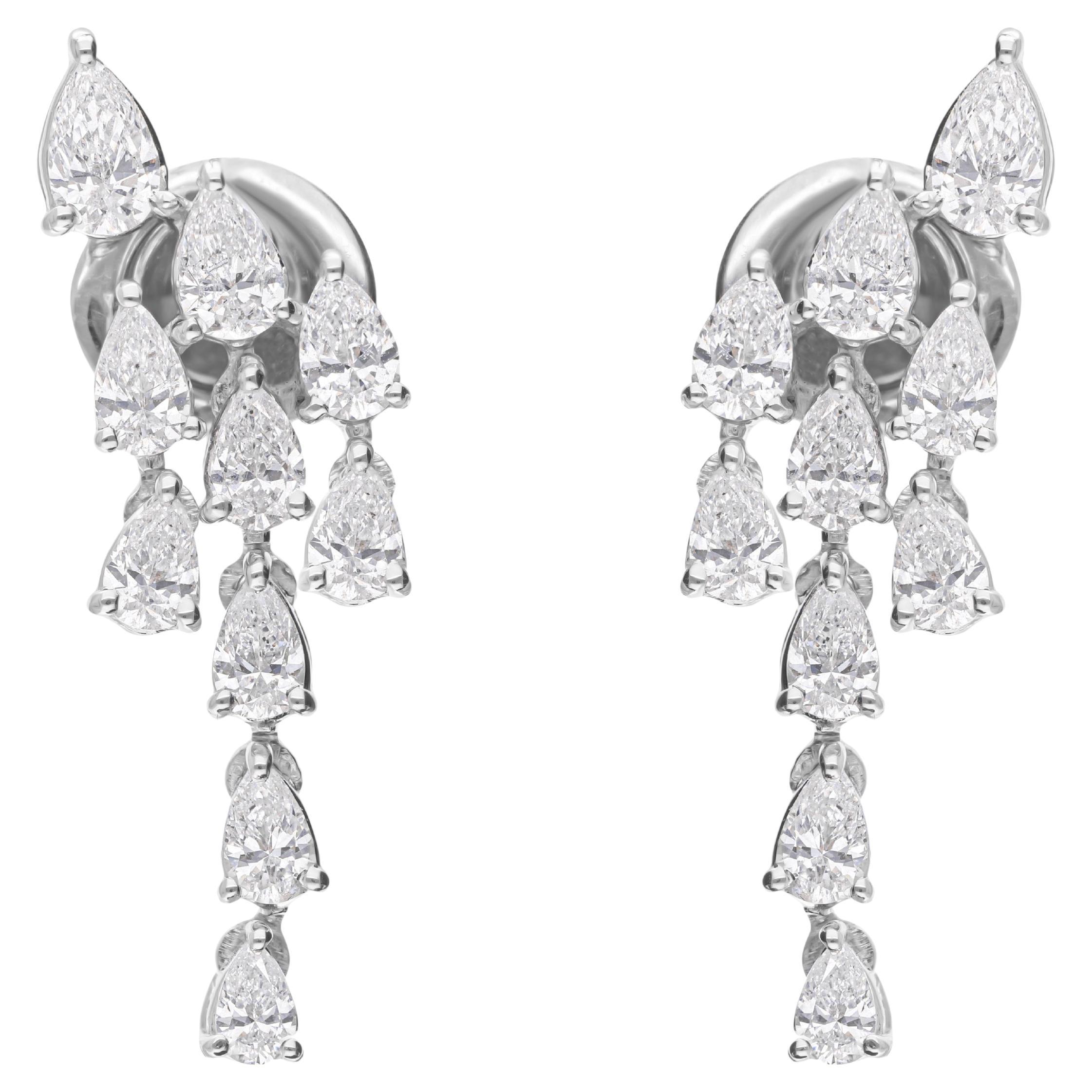 1,51cts Echte Diamant-Tropfen-Ohrringe Geschenk für Sie 18 Karat Weißgold im Angebot