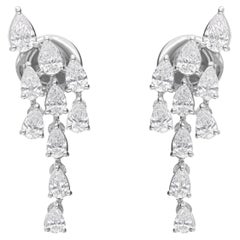 1.51cts Real Diamond Teardrop Earrings Gift for Her 18 Karat White Gold