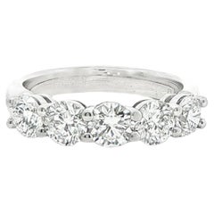1.51CTW Five GIA Certified Round Brilliant Diamond Band in Platinum