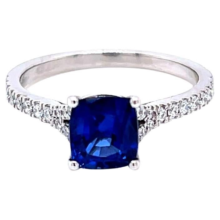 1.52 Carat Blue Sapphire and Diamond Platinum Ring