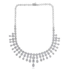 15.2 Carat Diamond 14 Karat White Gold Statement Necklace