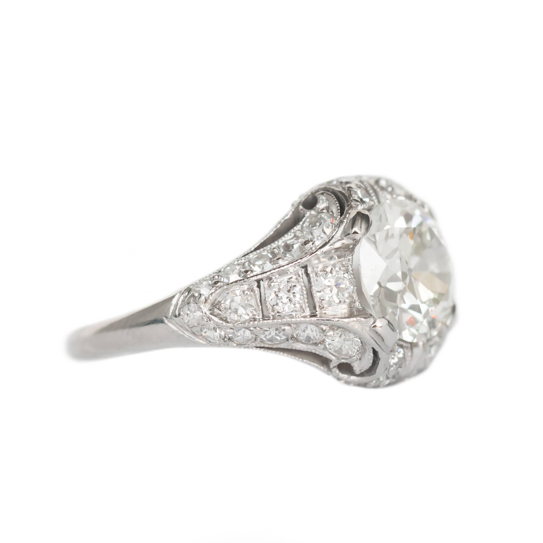 Art Deco 1.52 Carat Diamond Platinum Engagement Ring For Sale