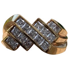 Vintage 1.52 Carat Diamond Ring/Band, 14 Karat, 1980s Ben Dannie Original Design