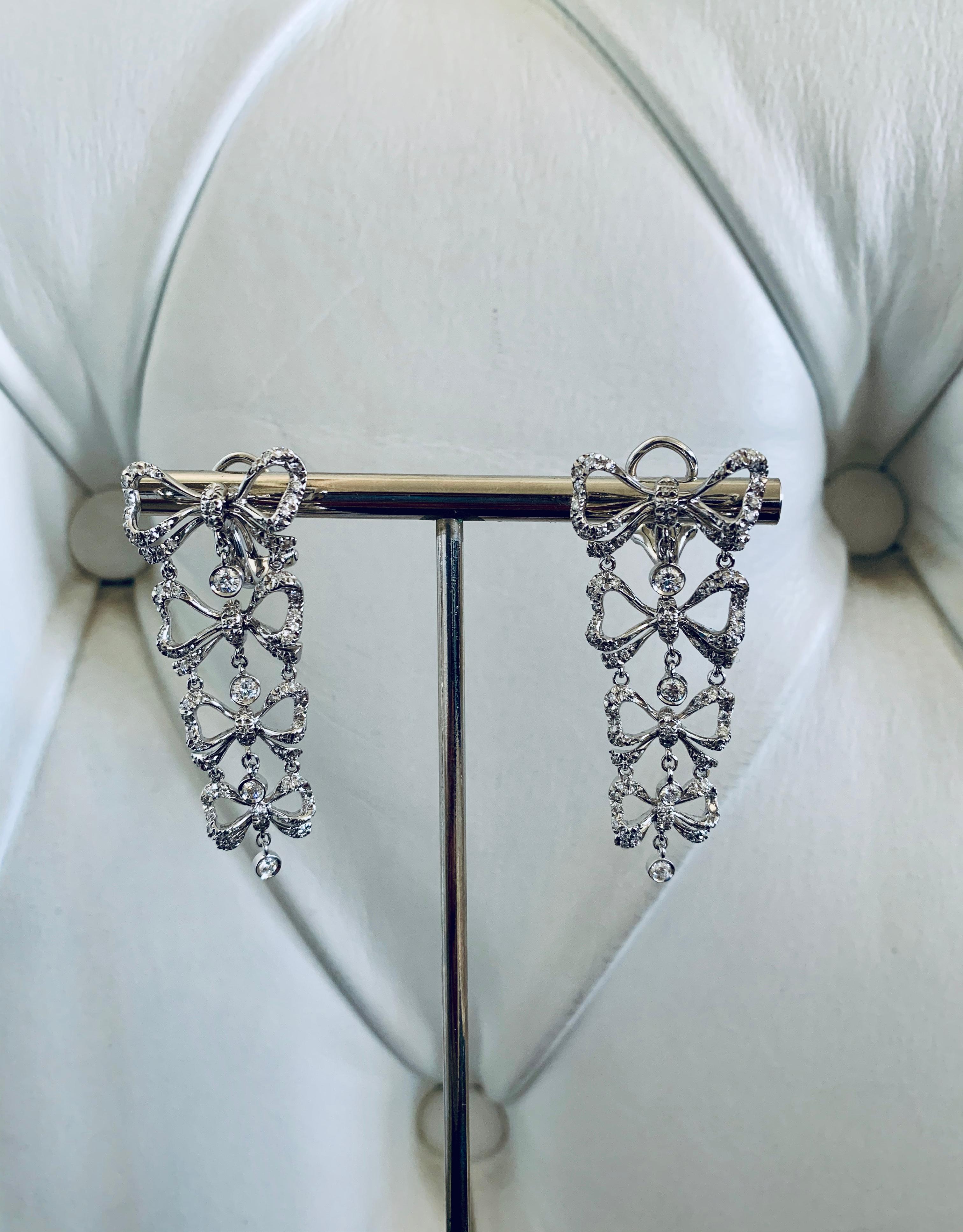 Artisan 1.52 Carat Diamond set in 18Kt White Gold Stefan Hafner Dangling Earrings