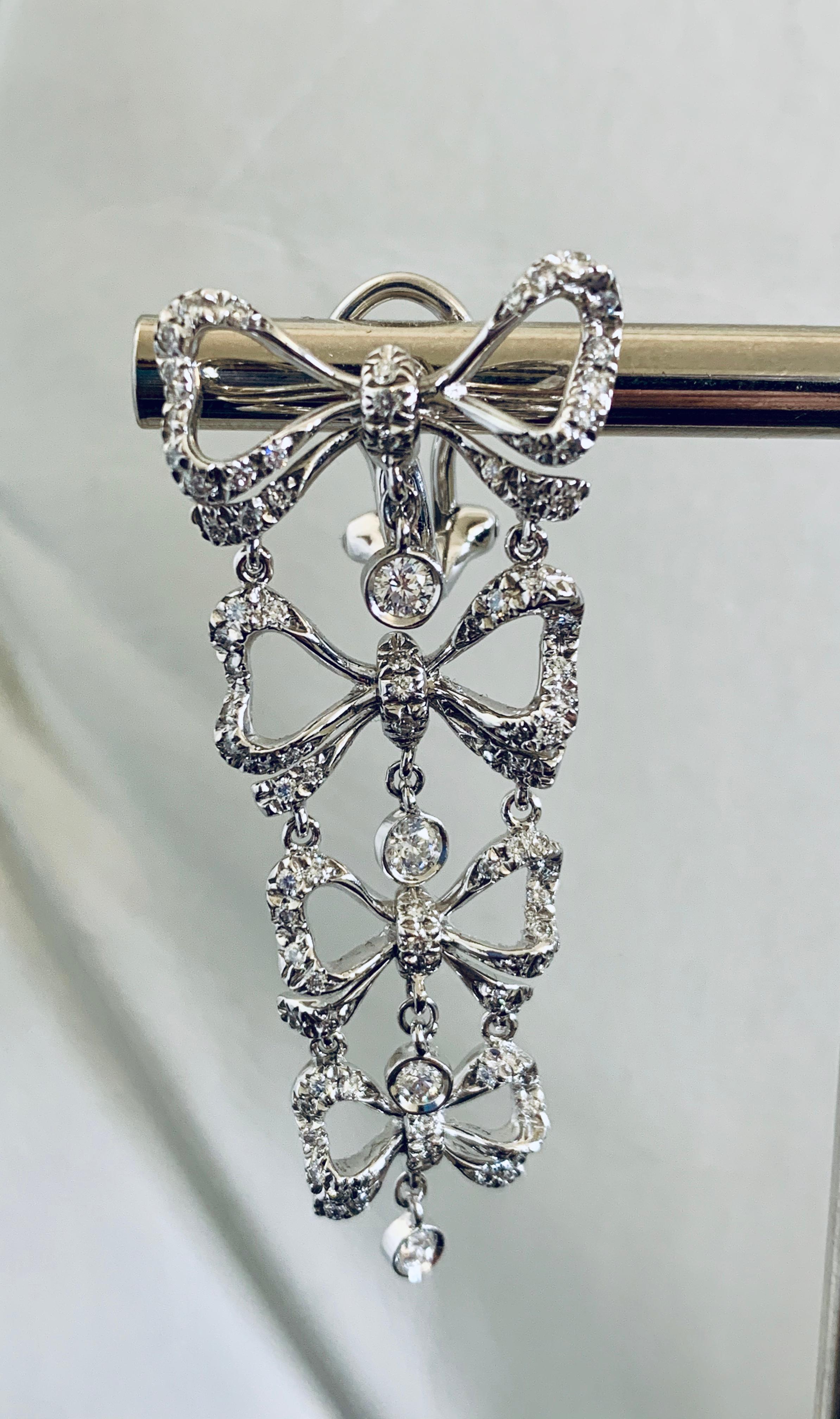 1.52 Carat Diamond set in 18Kt White Gold Stefan Hafner Dangling Earrings In New Condition In Florence, IT