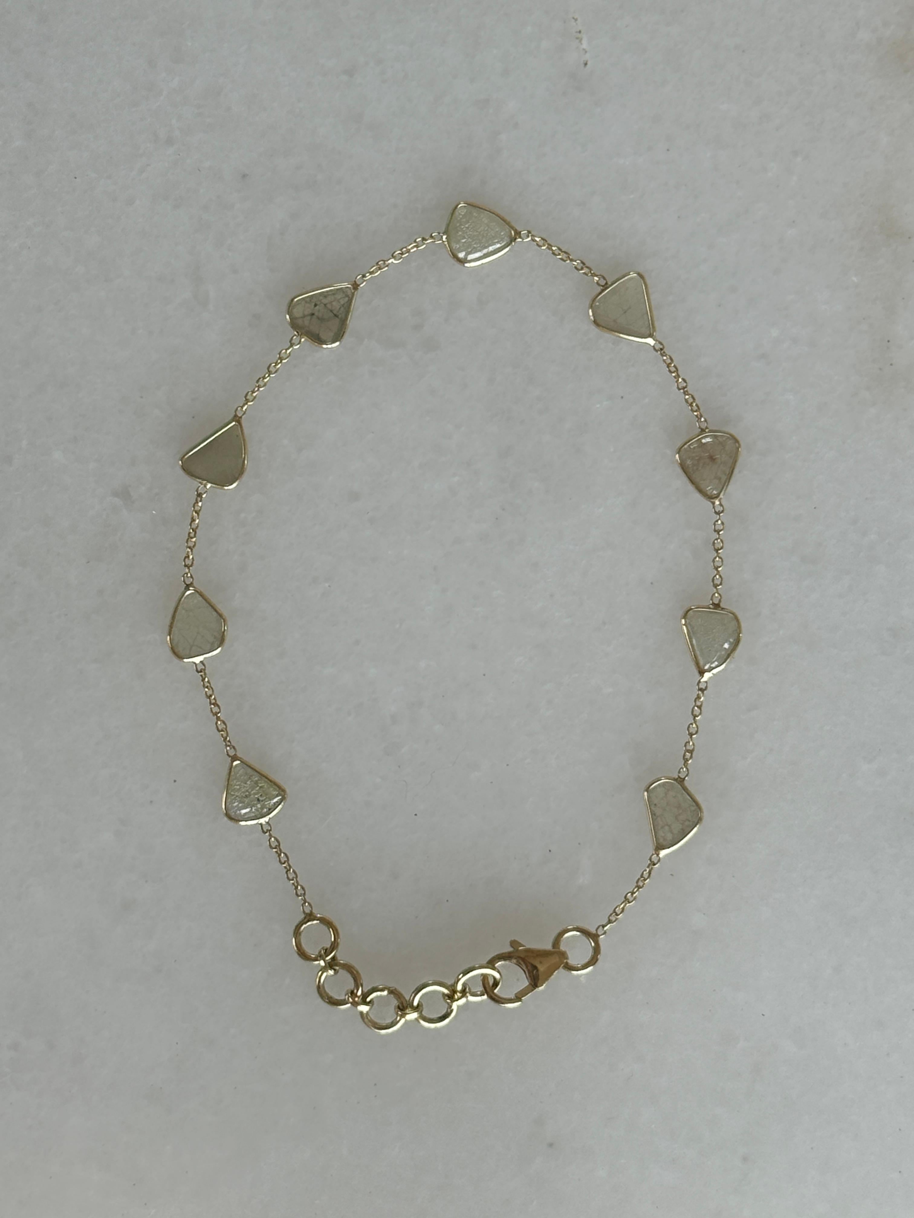 Moderne Bracelet en or 14 carats avec tranches de diamants 1,52 carat en vente