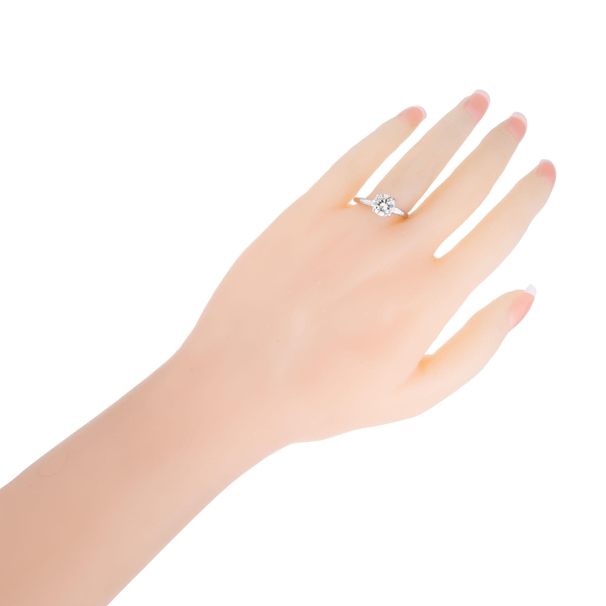 1.52 Carat Diamond Three-Stone Platinum Engagement Ring For Sale 2