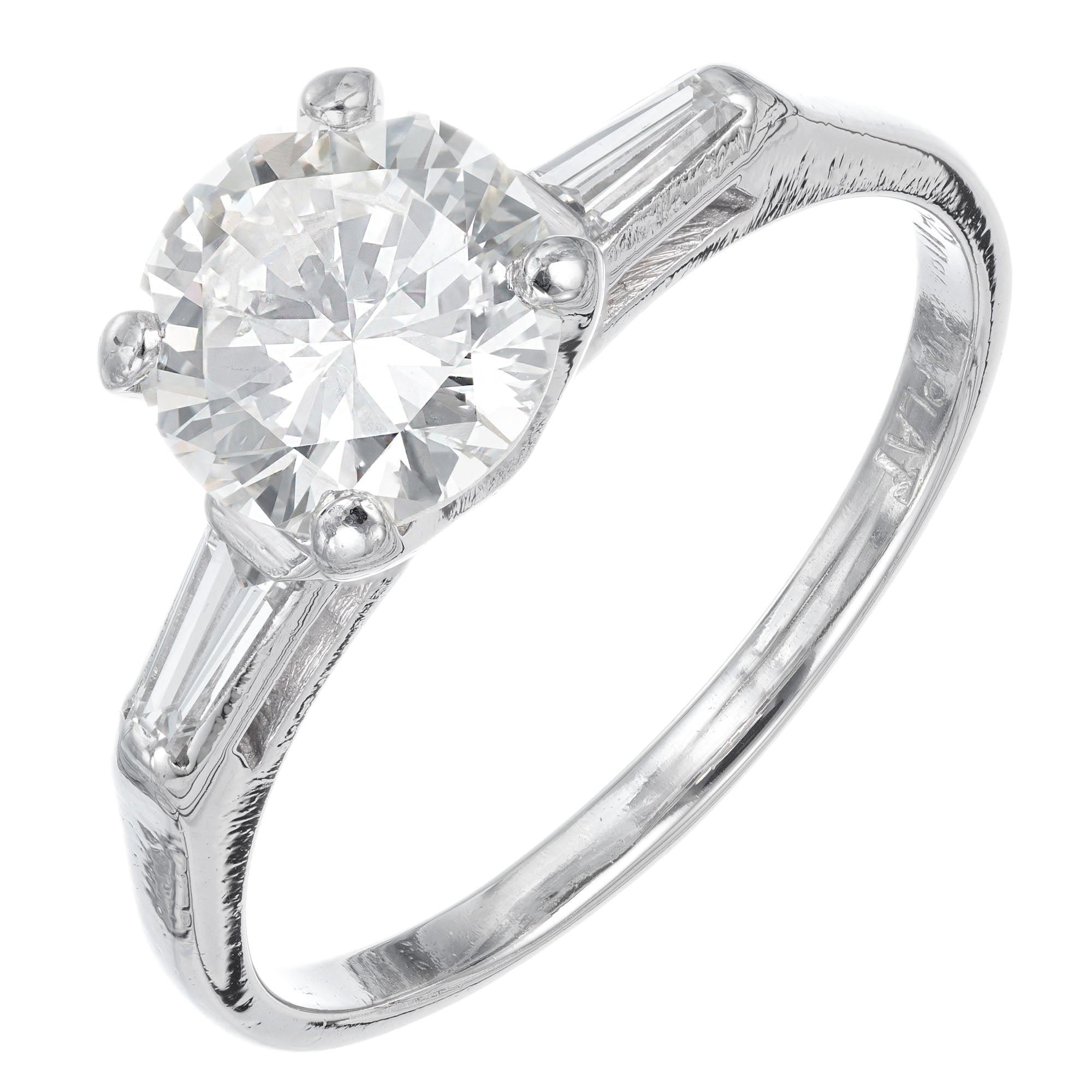 1.52 Carat Diamond Three-Stone Platinum Engagement Ring For Sale