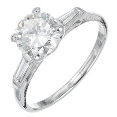 Antique 1.52 Carat Diamond Three-Stone Platinum Engagement Ring