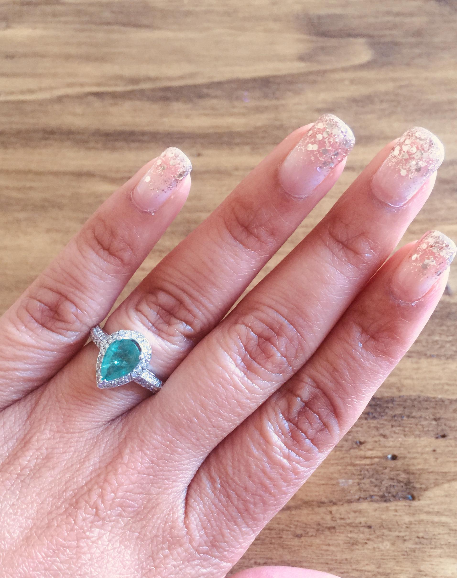 Women's 1.52 Carat Emerald Diamond 14 Karat White Gold Engagement Ring For Sale