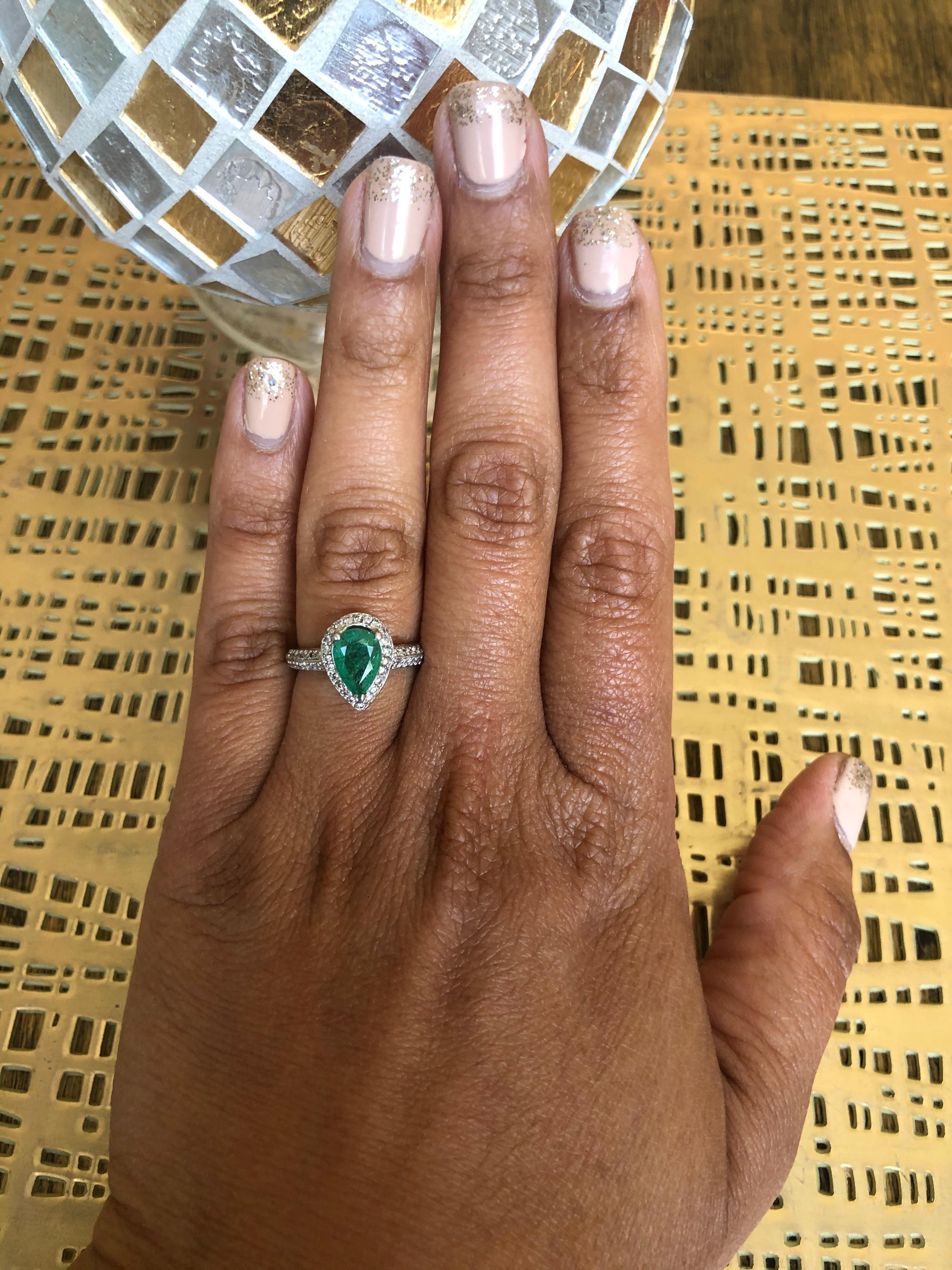 1.52 Carat Emerald Diamond 14 Karat White Gold Engagement Ring For Sale 1