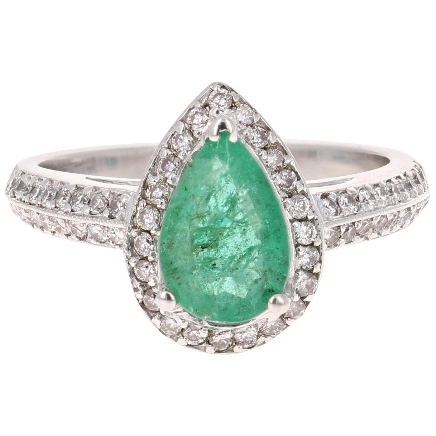 1.52 Carat Emerald Diamond 14 Karat White Gold Engagement Ring