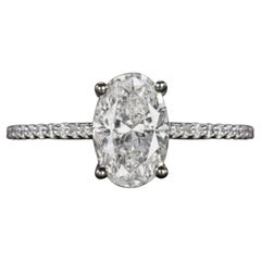 1.52 Carat F Color SI3 Clarity Oval Cut Diamond White Gold Ring
