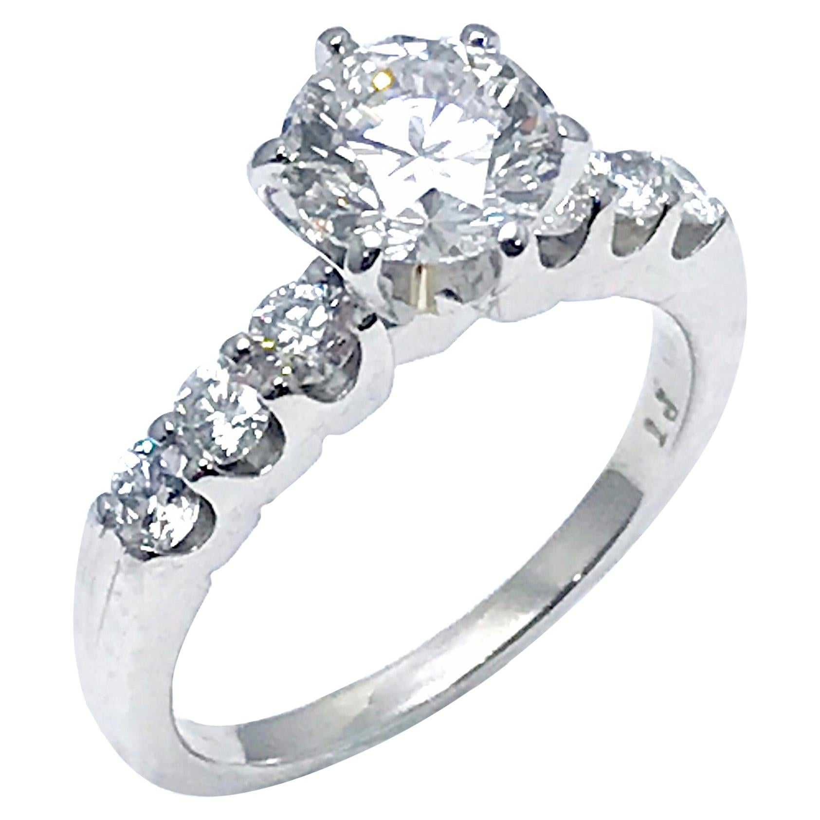 1.52 Carat F/IF Round Brilliant Diamond with 0.60 Carat Platinum Engagement Ring