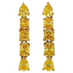 1.52 Carat Fancy Vivid Yellow Diamond Dangle Earring