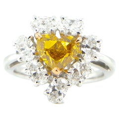 1.52 Carat GIA Certified Fancy Deep Brownish Orangy Yellow Diamond Gold Ring
