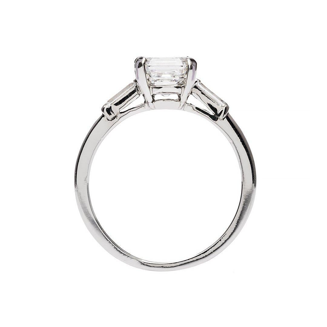 Retro 1.52 Carat GIA Diamond Platinum Engagement Ring