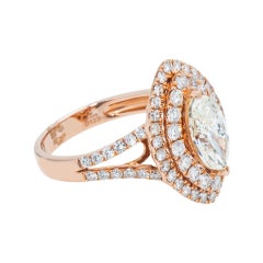 1.52 Carat Marquise Diamond Ring Brilliant White 14K Rose Gold Classic Charm