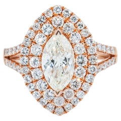 1.52 Carat Marquise Diamond Ring Brilliant White 14K Rose Gold Classic Charm