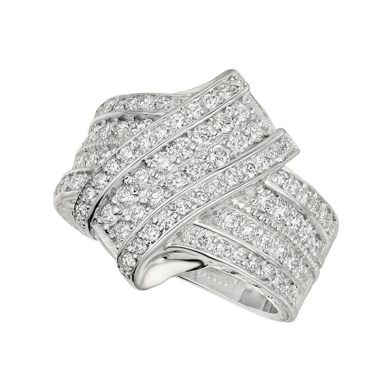 For Sale:  1.52 Carat Natural Diamond Cocktail Ring G SI 14 Karat White Gold