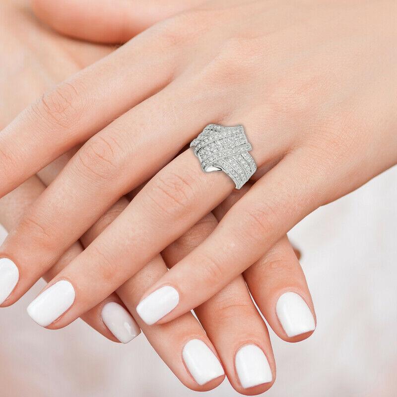 1,52 Quilates Anillo Cóctel Diamante Natural G SI Oro Blanco 14 Kilates Corte redondo en venta