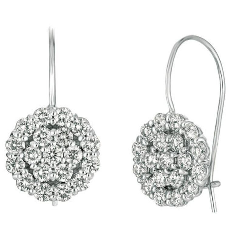 Round Cut 1.52 Carat Natural Diamond Earrings G SI 14k White Gold For Sale