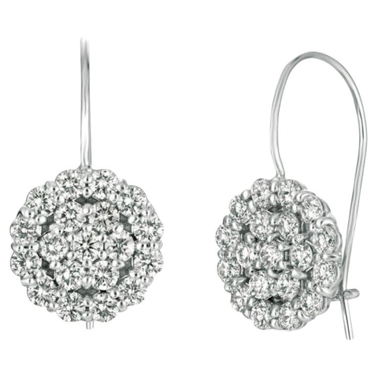 1.52 Carat Natural Diamond Earrings G SI 14k White Gold For Sale