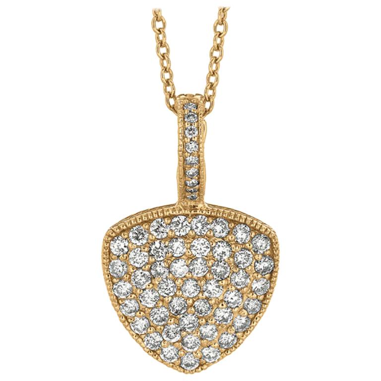 1.52 Carat Natural Diamond Necklace 14 Karat Yellow Gold G SI Chain For Sale