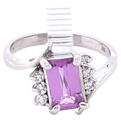 1.52 Carat Pink Sapphire Diamond 18 Karat White Gold Engagement Ring GIA Cert