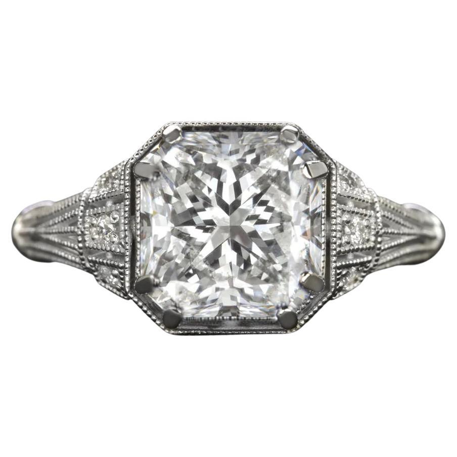 1.52 Carat Radiant Cut Diamond Engagement Ring in 14K White Gold