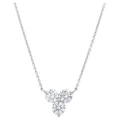 1.52 Carat Round Brilliant Cut Diamond Clover Pendant Necklace in Platinum