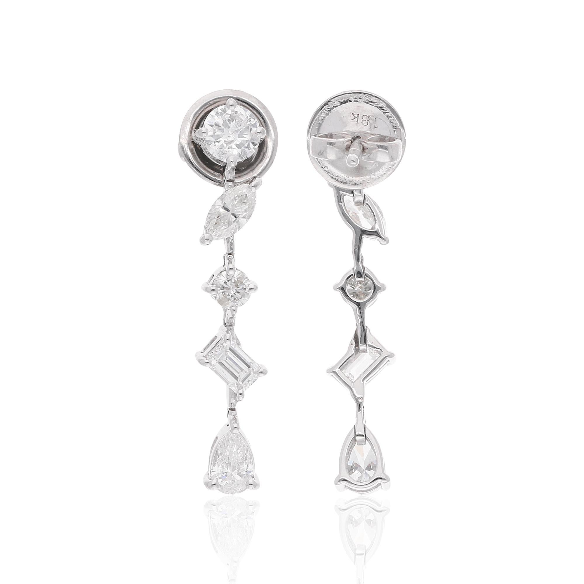 Item Code :- SJEE-10212
Gross Wt. :- 3.41 gm
18k White Gold Wt. :- 3.11 gm
Natural Diamond Wt. :- 1.52 Ct. ( AVERAGE DIAMOND CLARITY SI1-SI2 & COLOR H-I )
Earrings Size :- 27 mm approx.

✦ Import Duties, Taxes and Custom