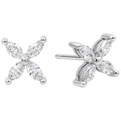 Roman Malakov Diamonds Orecchini floreali con diamanti taglio marquise da 1,52 carati totali